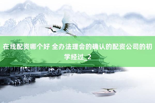在线配资哪个好 全办法理会的确认的配资公司的初学经过_2